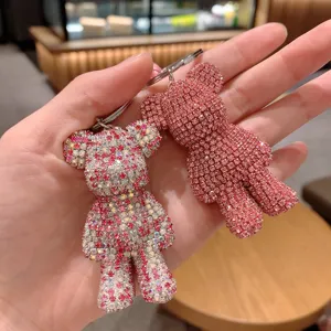 Portachiavi orsetto strass brillante cristallo borsa auto ciondolo regalo moda