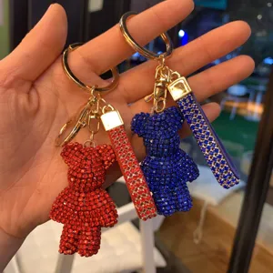 Portachiavi orsetto strass brillante cristallo borsa ciondolo auto anello pendente
