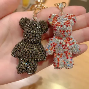 Delizioso portachiavi orsetto in strass da donna ciondolo scintillante per borsa e chiavi auto.