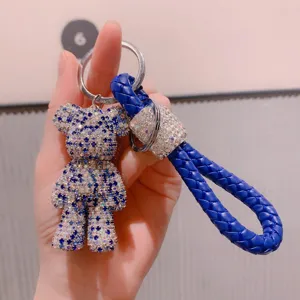 Grazioso portachiavi orso con strass ciondolo borsa di cristallo accessorio auto.