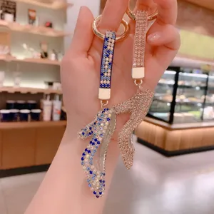 Llavero de Cristal Tacón Alto con Estrases Colgante de Bolso Elegante Llave de Coche