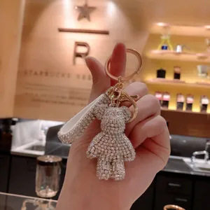 Portachiavi orsetto con strass da donna, simpatico ciondolo luminoso per chiavi auto borsa.