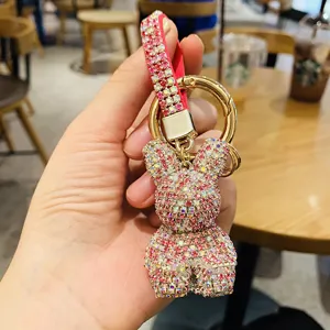 Sparkling Rhinestone Bunny Keychain Crystal Rabbit Bag Charm Cute Car Key Ring Gift.