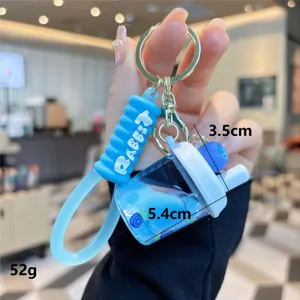Simpatico portachiavi ciondolo tazza sabbia mobile acrilico borsa fascino vista dettagliata