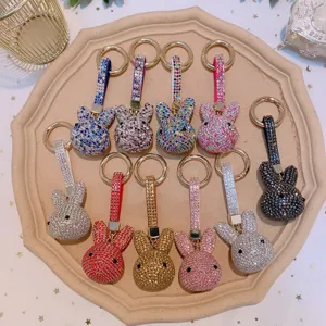 Porte-clés lapin en strass brillant mignon pendentif de sac cadeau élégant pour femme