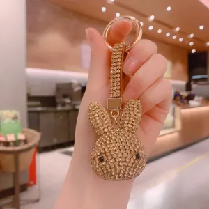Porte-clés lapin strass scintillant charm de sac lapin cristal accessoire en métal mignon