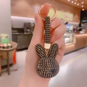 Porte-clés lapin strass brillant cristal anneau de clé de voiture sac charme cadeau