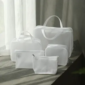 Waterproof EVA Mesh Cosmetic Bag Portable Travel Toiletry Organizer Large Capacity Clear Makeup Storage Pouch For Women