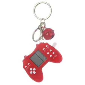 Mini electronic handheld game console keychain red retro pocket toy portable bag pendant keyring