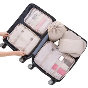 Reise-Packwürfel-Set Koffer-Organizer Kleideraufbewahrungstaschen beige Set neu