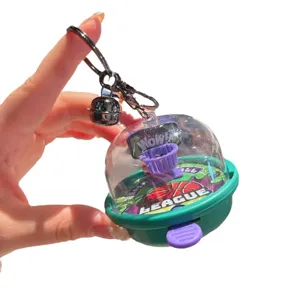 Mini basketball machine keychain creative decompression toy bag pendant with cute bell and dome.