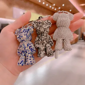 Portachiavi con orsetto in strass scintillante simpatico anello per borsa cristallo