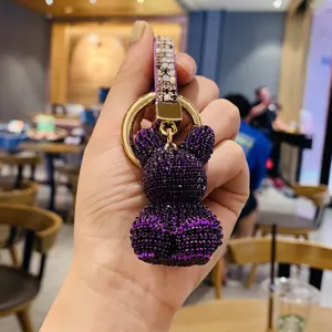 Sparkling rhinestone rabbit keychain, crystal bunny bag charm and stylish car key ring gift.