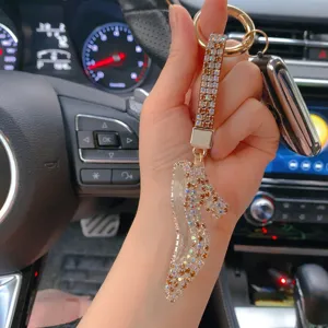 Llavero de coche de tacón alto de cristal de estrás brillante colgante de bolso