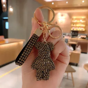 Portachiavi orsetto con strass luminoso simpatico ciondolo borsa cristallo brillante