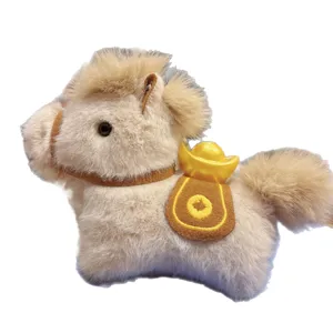 Niedliches Plüschpferd Spielzeug mit Goldbarren, chinesisches Sternzeichen Maskottchen Geschenk.