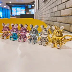 Bellissimo portachiavi coniglietto strass metallo lucido ciondolo borsa regalo