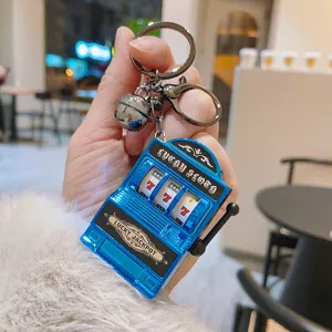 Porte-clés pendentif machine à sous en métal bleu créatif cadeau accessoire