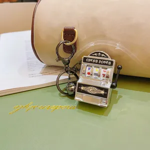 Porte-clés machine à sous en métal pendentif mini jouet créatif accessoire sac cadeau