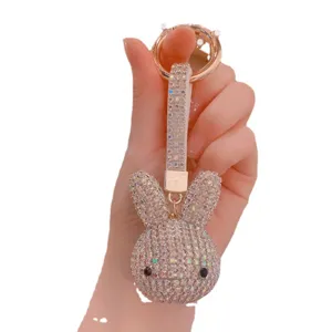 Porte-clés lapin en strass brillant cristal mignon pendentif sac cadeau pour femmes