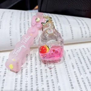 Acrylic quicksand keychain pendant ice cream strawberry cute bag charm ornament gift key ring