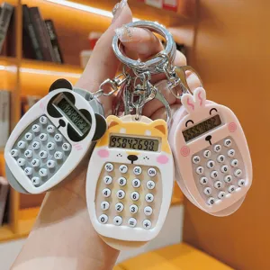 Lindo juego de llaveros con calculadora de animales panda, shiba inu y conejo mini.