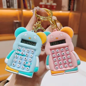 Llavero calculadora de osito tierno portátil mini dibujos animados colgante estudiante