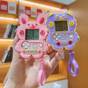 Cute Cartoon Animal Tetris Handheld Game Console Keychain Pendant Creative Mini Brick Game Keychain Toy Gift For Kids Friend