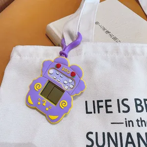 Cute purple cat electronic game console keychain silicone pendant bag charm gift item