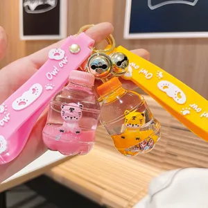 Süßer schwimmender Flaschen Tiger Schlüsselanhänger Acryl Öl Fläschchen Taschen Deko