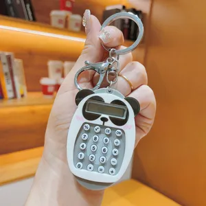 Llavero de mini calculadora de panda lindo calculadora electrónica portátil colgante de bolso