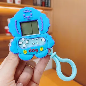 Cute cartoon dog handheld electronic game machine keychain portable mini toy console gift
