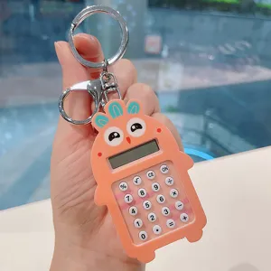 Llavero de calculadora de zanahoria, mini calculadora electrónica portátil con argolla.