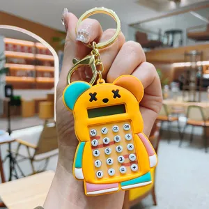 Llavero calculadora de oso de dibujos animados lindo colgante llave de coche regalo de moda