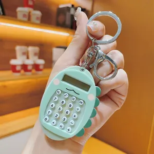 Mini llavero calculadora de dinosaurio, colgante de bolso bonito y anillo de llave creativo.