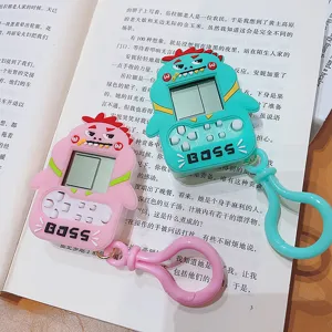 Cartoon dinosaur electronic game console keychain portable nostalgic handheld retro puzzle toy.