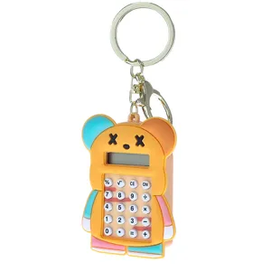 Llavero de calculadora de oso lindo mini calculadora electrónica portátil para mochila.