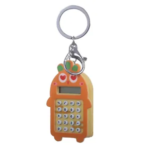 Llavero de calculadora de zanahoria bonito, mini calculadora portátil colgante mochila