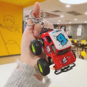 Detailed close-up view of creative mini off-road car keychain bag pendant gift