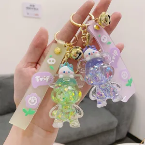 Cute Cartoon Cat Quicksand Keychain Delicate Liquid Bear Doll Car Key Ring Creative Schoolbag Pendant Charm Gift For Friends Couples