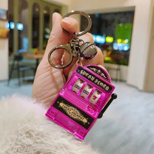 Rose Mini Machine à Sous Porte-Clés Métal Pendentif Jouet de Jeu Portable Créatif