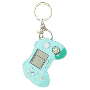 Creative gamepad game machine keychain mini portable electronic toy keychain with gold ring