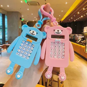 Lindo Oso de Dibujos Animados Mini Calculadora Electrónica Portátil Llavero Laberinto Juguete Colgante Para Estudiantes Adorno de Bolsa de Escuela Regalo Delicado