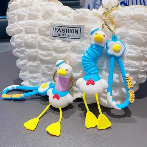 Decompression accordion neck sailor duck keychain, cute cartoon toy bag pendant gift.