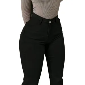 Black plus size high waisted skinny stretch jeans for women casual fashion daily wear.