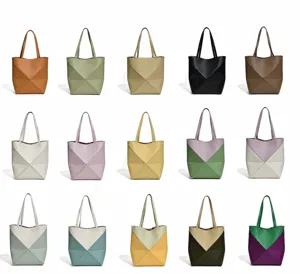 Grosse Kapazitat Leder geometrische Tote Tasche schicke Freizeit Schultertasche.