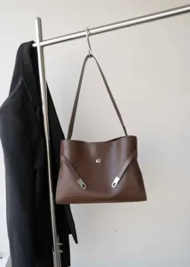 Retro brown leather shoulder bag women chic underarm tote bag elegant cross body purse