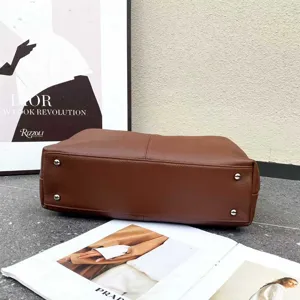 Genuine leather tote bag bottom detail minimalist women shoulder bag premium quality brown handbag