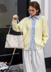 Elegant retro style women shoulder bag stylish underarm tote bag with metal clasp detail