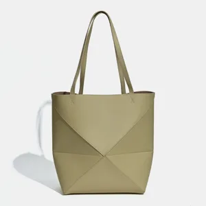 Minimalistische große geometrische Leder Schultertasche Shopper für Damen Alltag.